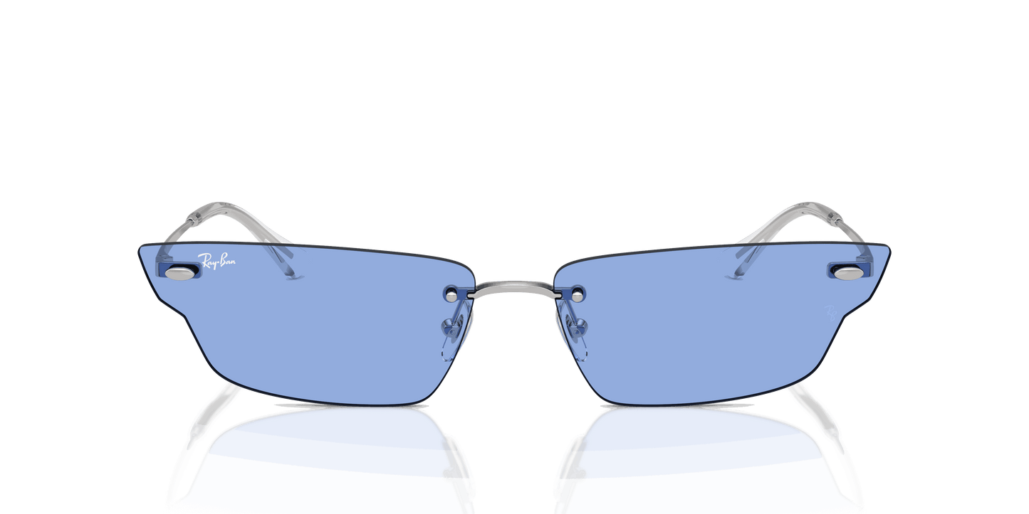 [Blue Lenses, Polished Silver Frame]