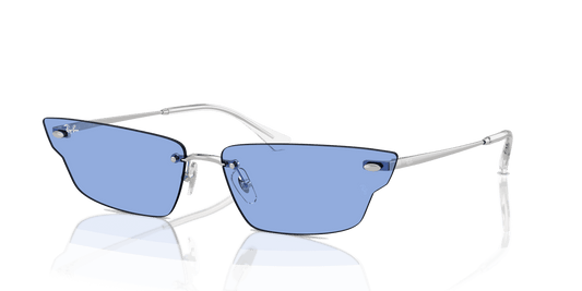 [Blue Lenses, Polished Silver Frame]