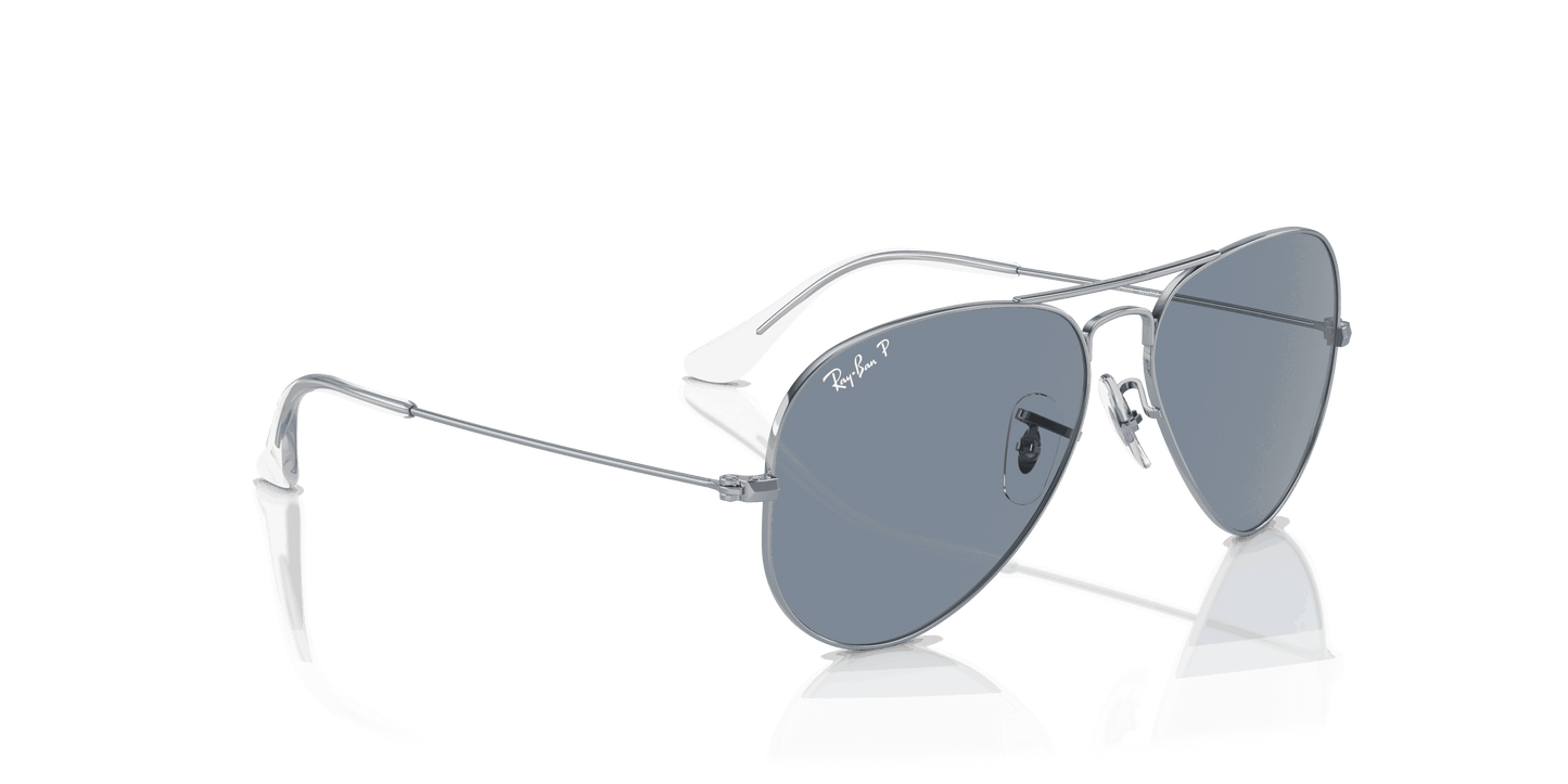 [Blue Lenses, Polished Silver Frame]