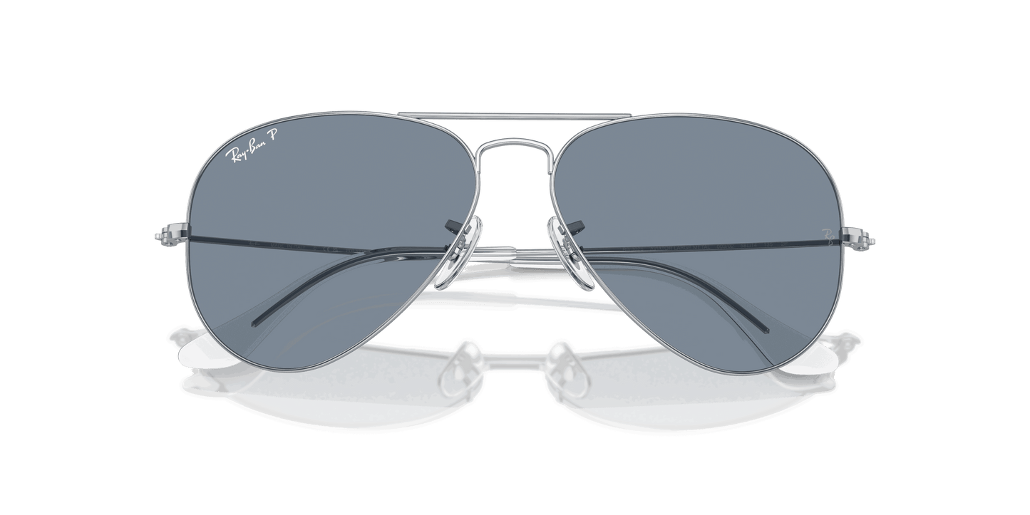 [Blue Lenses, Polished Silver Frame]