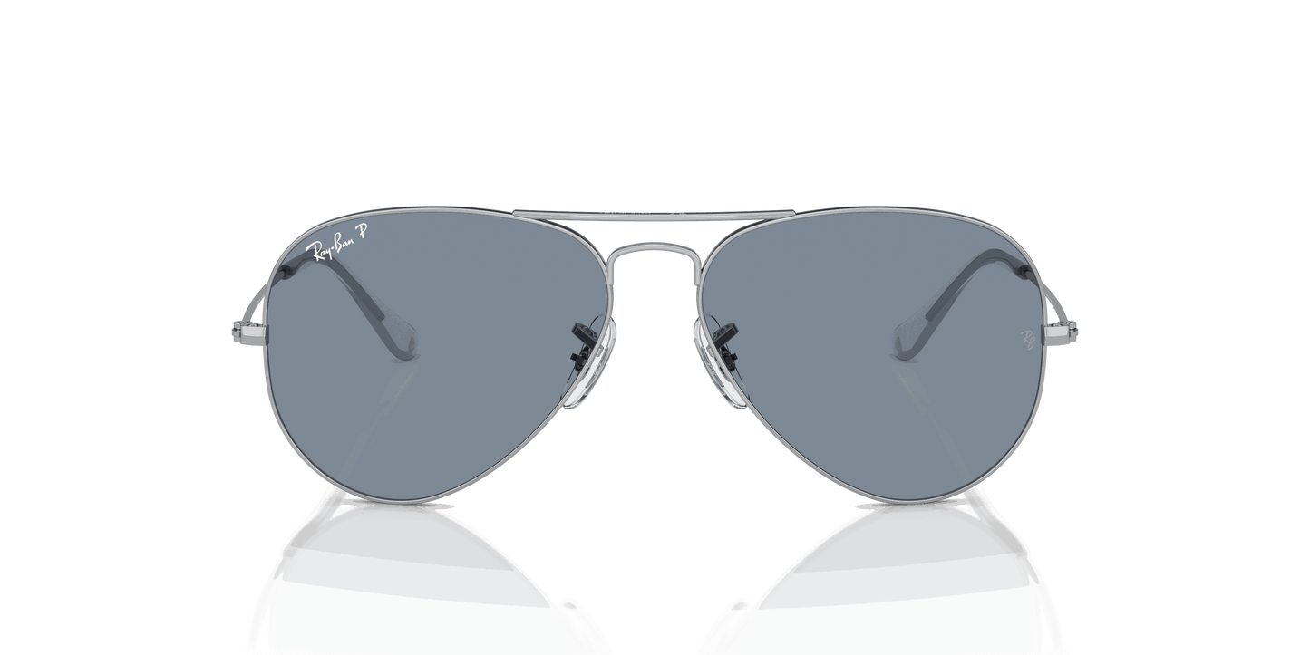 [Blue Lenses, Polished Silver Frame]