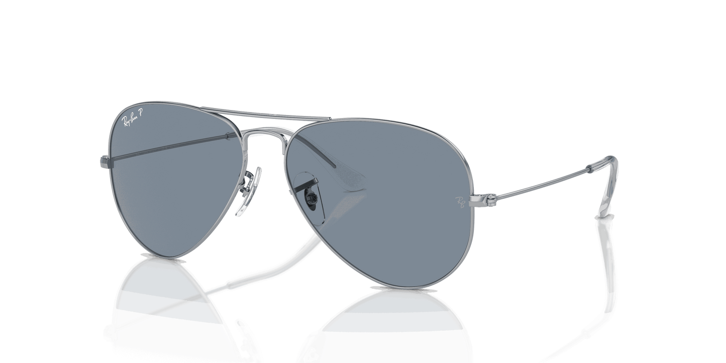 [Blue Lenses, Polished Silver Frame]