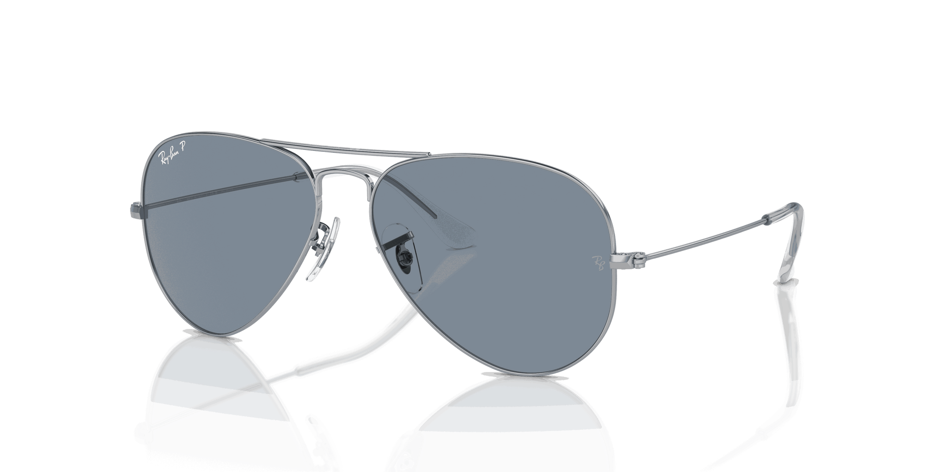 [Blue Lenses, Polished Silver Frame]