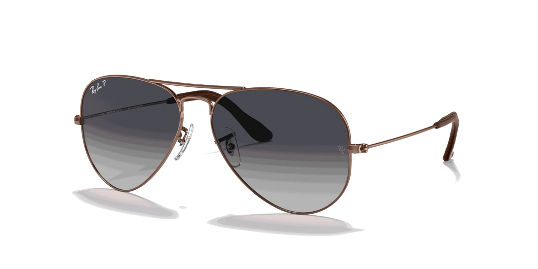 [Polarized Blue/Grey Gradient Lenses, Polished Copper Frame]