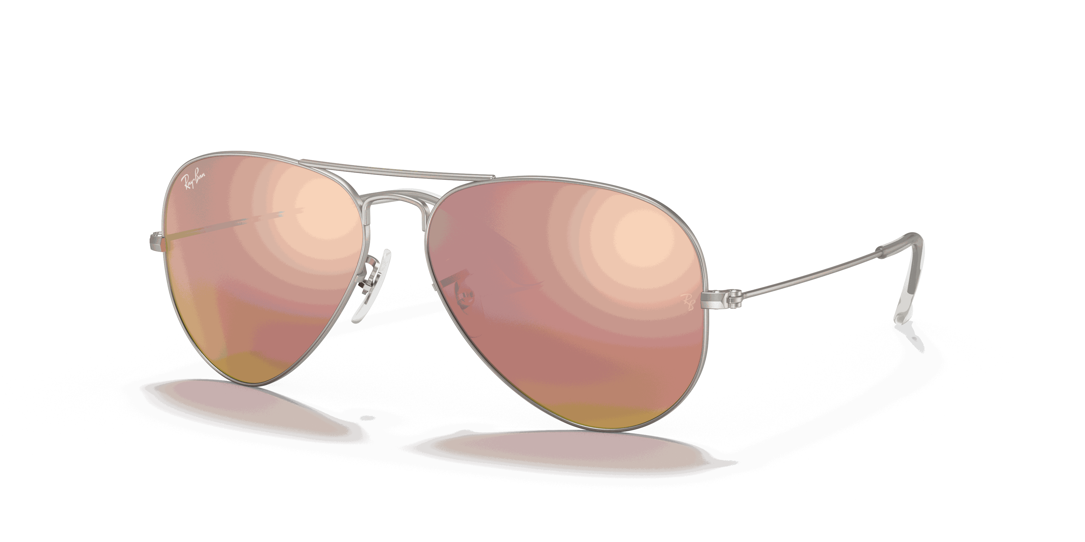 Ray Ban Sunglasses, Aviator Flash on sale Lenses, Matte Gold, Cyclamen