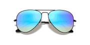 Blue Flash Lenses, Polished Black Frame