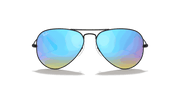 Blue Flash Lenses, Polished Black Frame