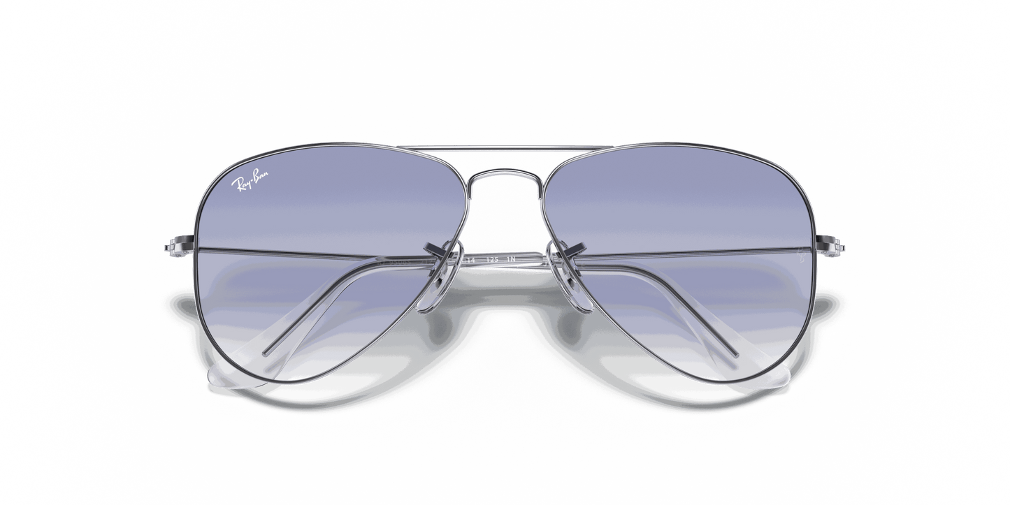 [Clear Gradient Light Blue Lenses, Polished Silver Frame]