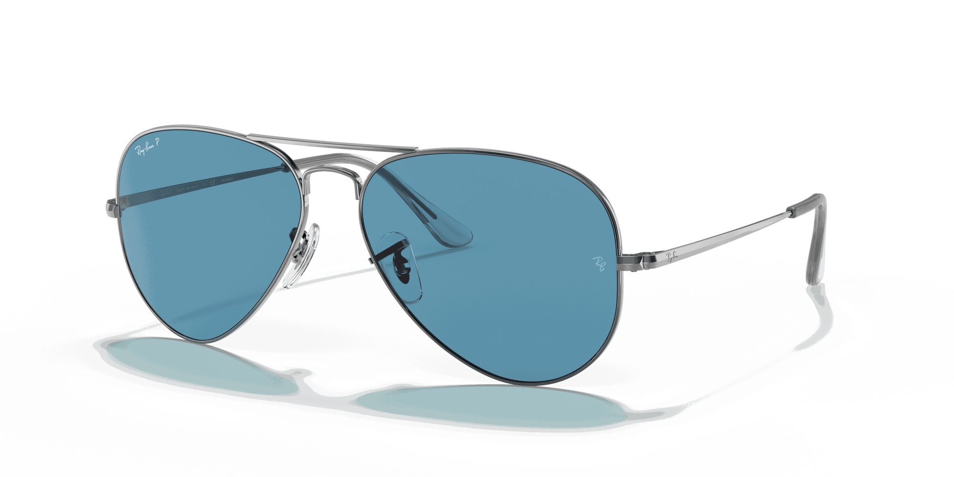 [Blue Lenses, Polished Gunmetal Frame]