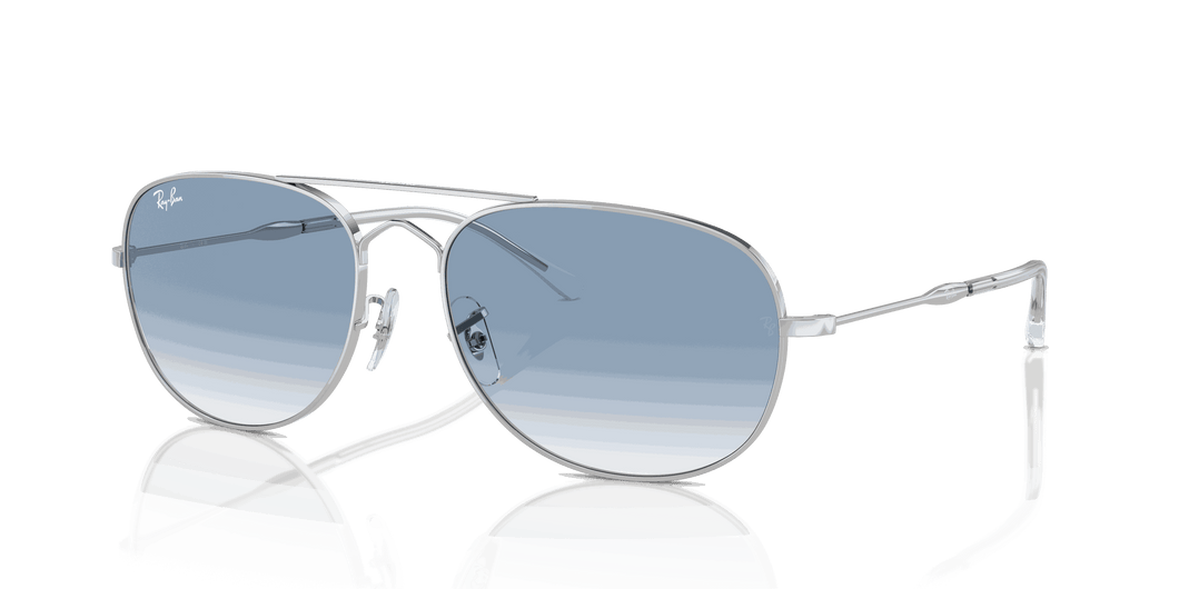 [Clear & Blue Lenses, Polished Silver Frame]