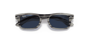 Dark Blue Lenses, Polished Striped Grey Frame