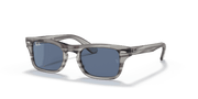 Dark Blue Lenses, Polished Striped Grey Frame