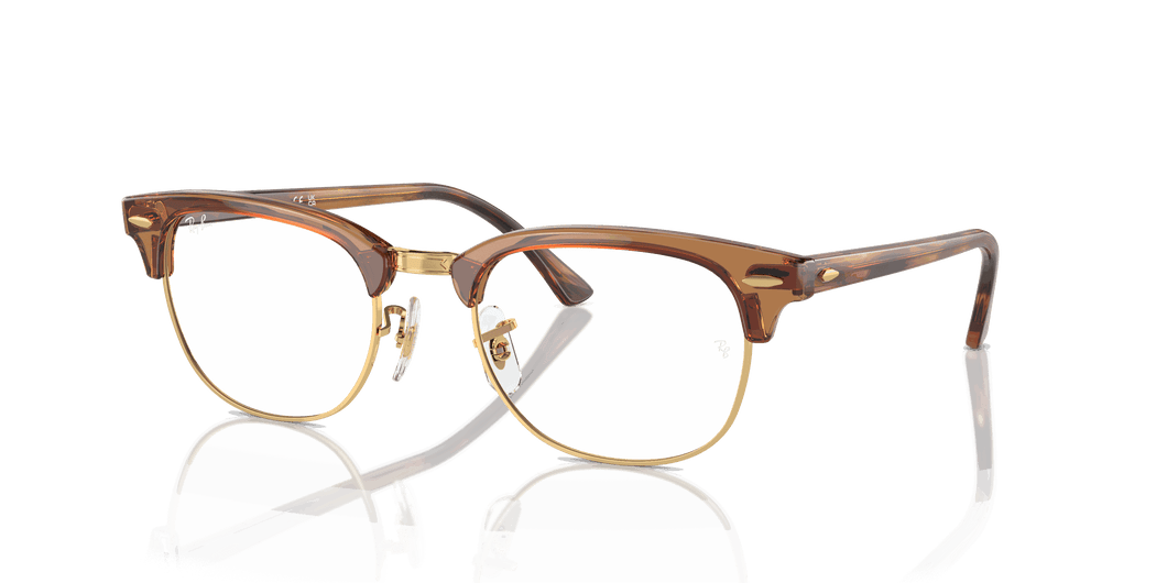 [Clear Lenses, Polished Transparent Brown On Gold Frame]