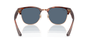 Dark Blue Lenses, Polished Striped Havana On Rose Gold Frame