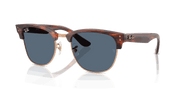 Dark Blue Lenses, Polished Striped Havana On Rose Gold Frame