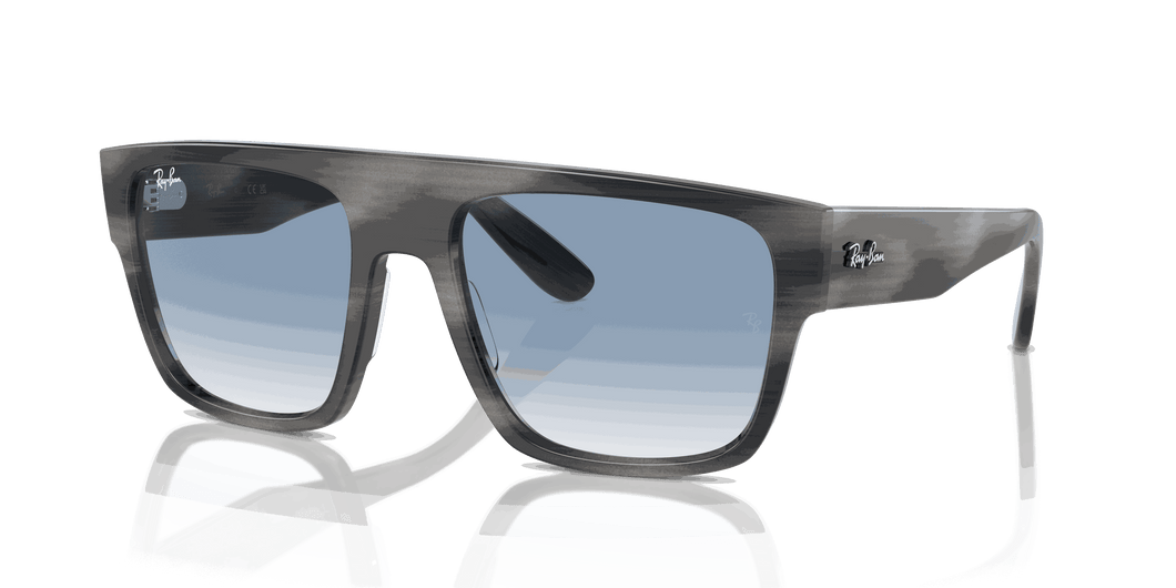 [Clear & Blue Lenses, Polished Striped Grey Frame]