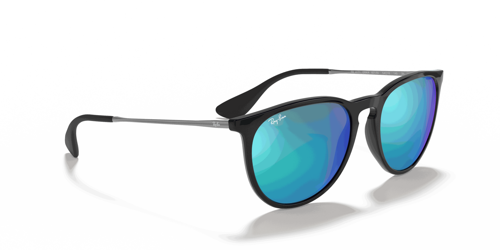 [Blue Mirror Lenses, Polished Black Frame]