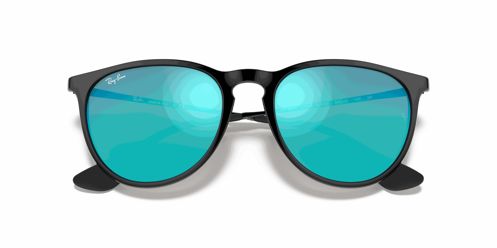 [Blue Mirror Lenses, Polished Black Frame]