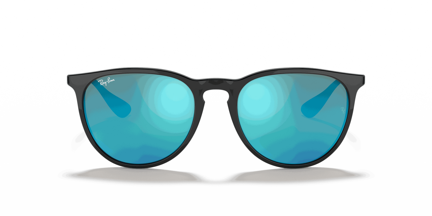 [Blue Mirror Lenses, Polished Black Frame]