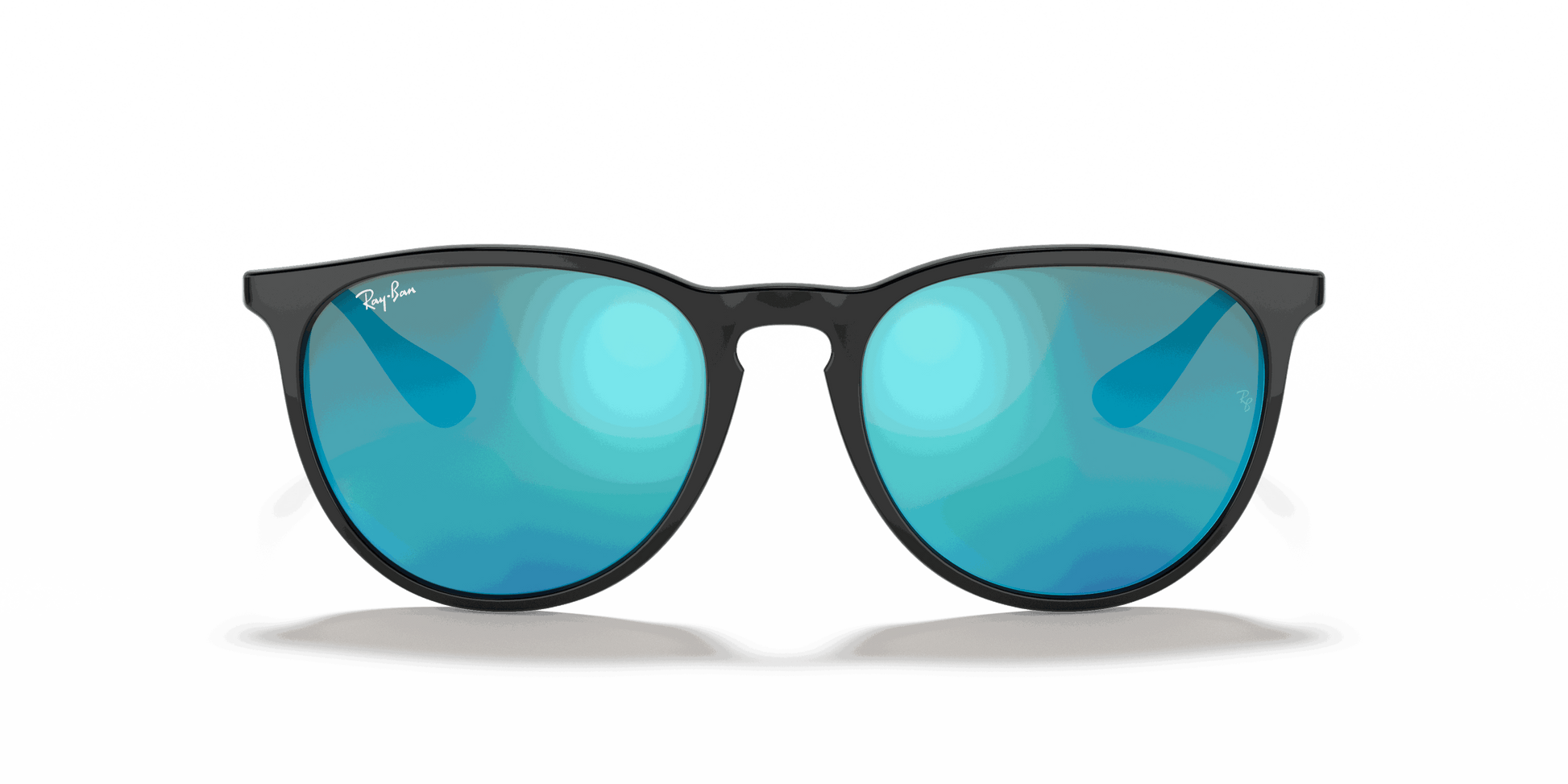 [Blue Mirror Lenses, Polished Black Frame]