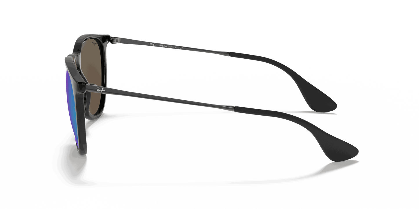 [Blue Mirror Lenses, Polished Black Frame]