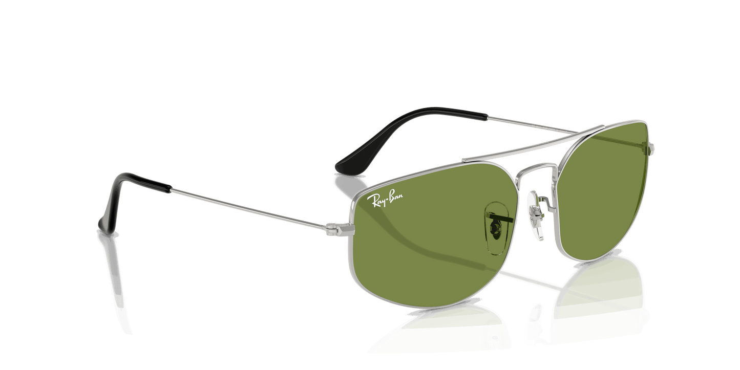 [Green Lenses, Polished Silver Frame]