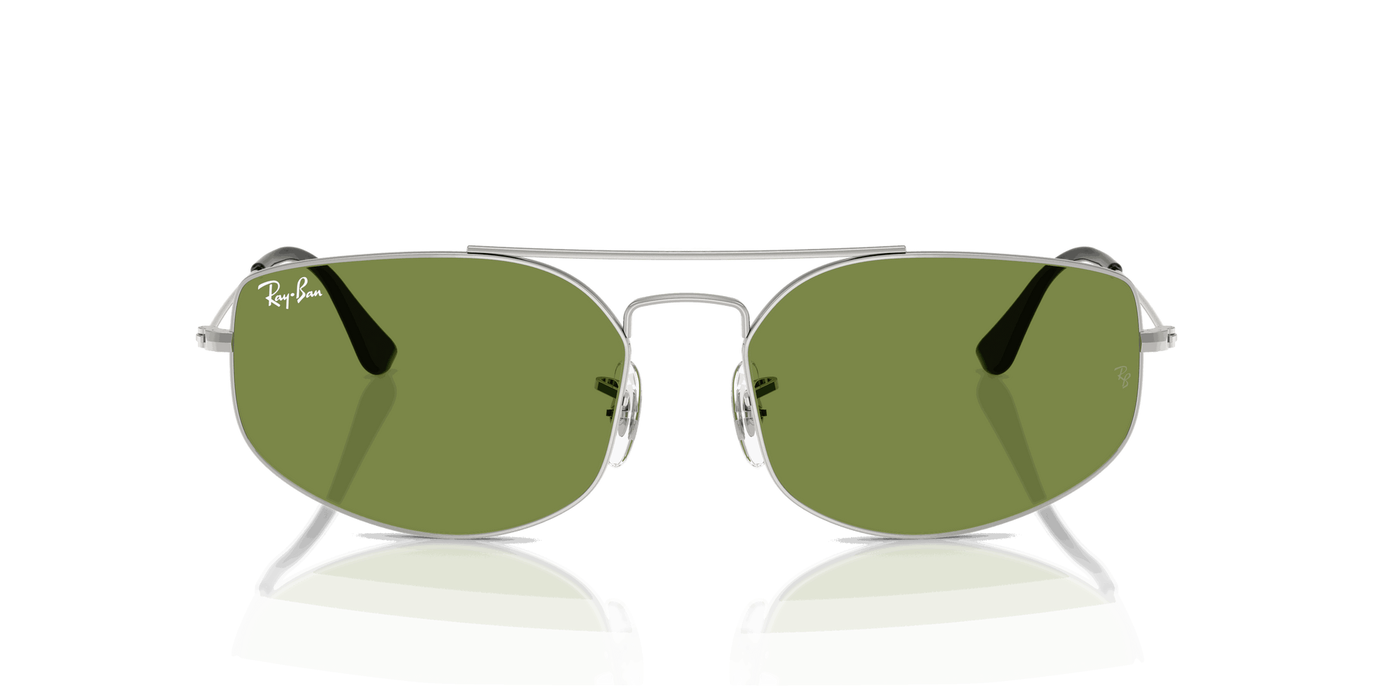 [Green Lenses, Polished Silver Frame]