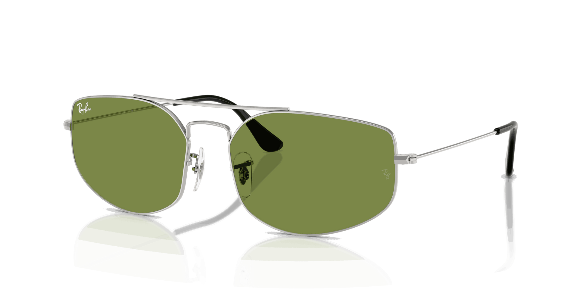 [Green Lenses, Polished Silver Frame]