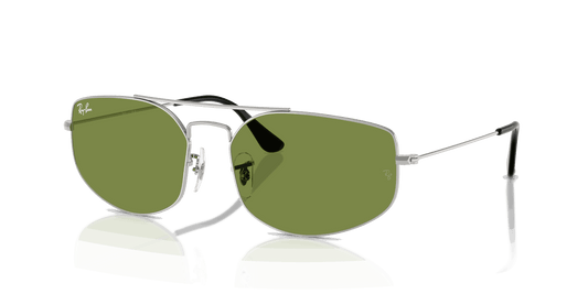 [Green Lenses, Polished Silver Frame]
