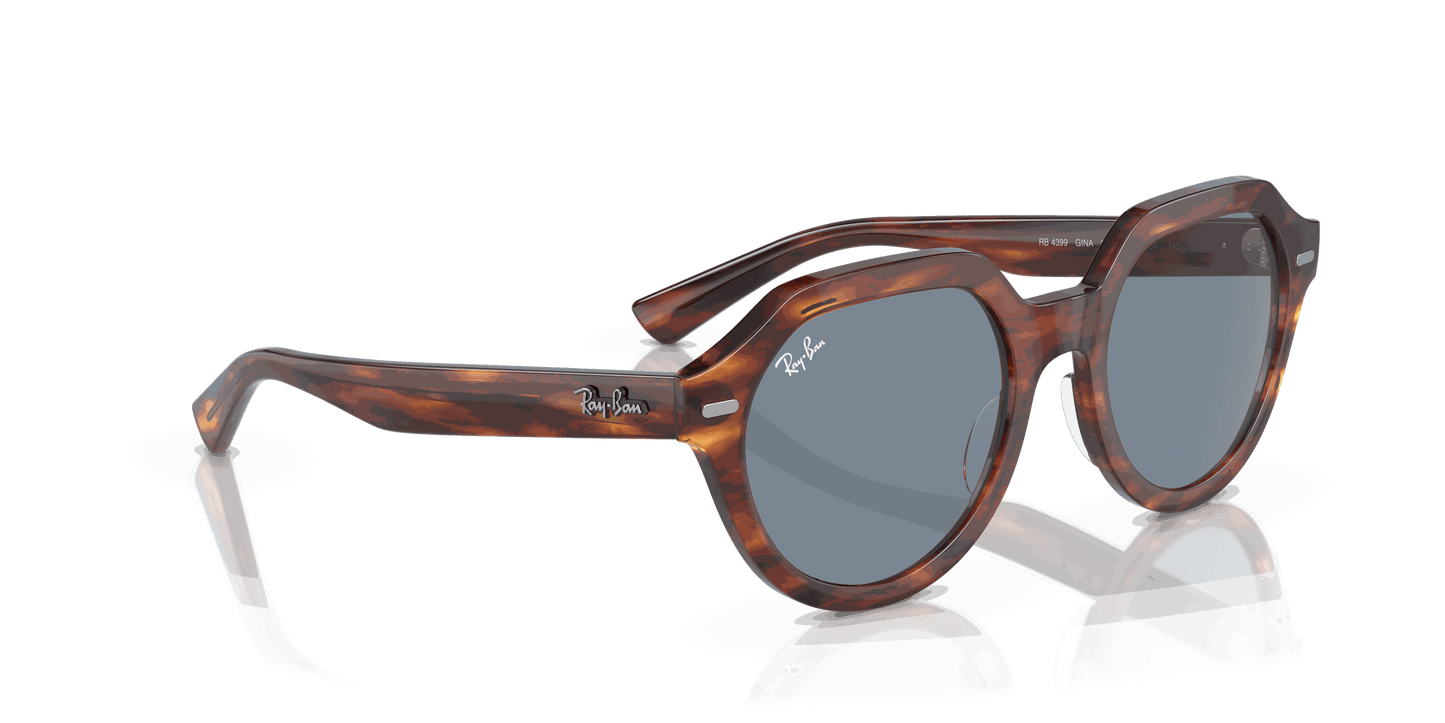 [Blue Lenses, Polished Striped Havana Frame]