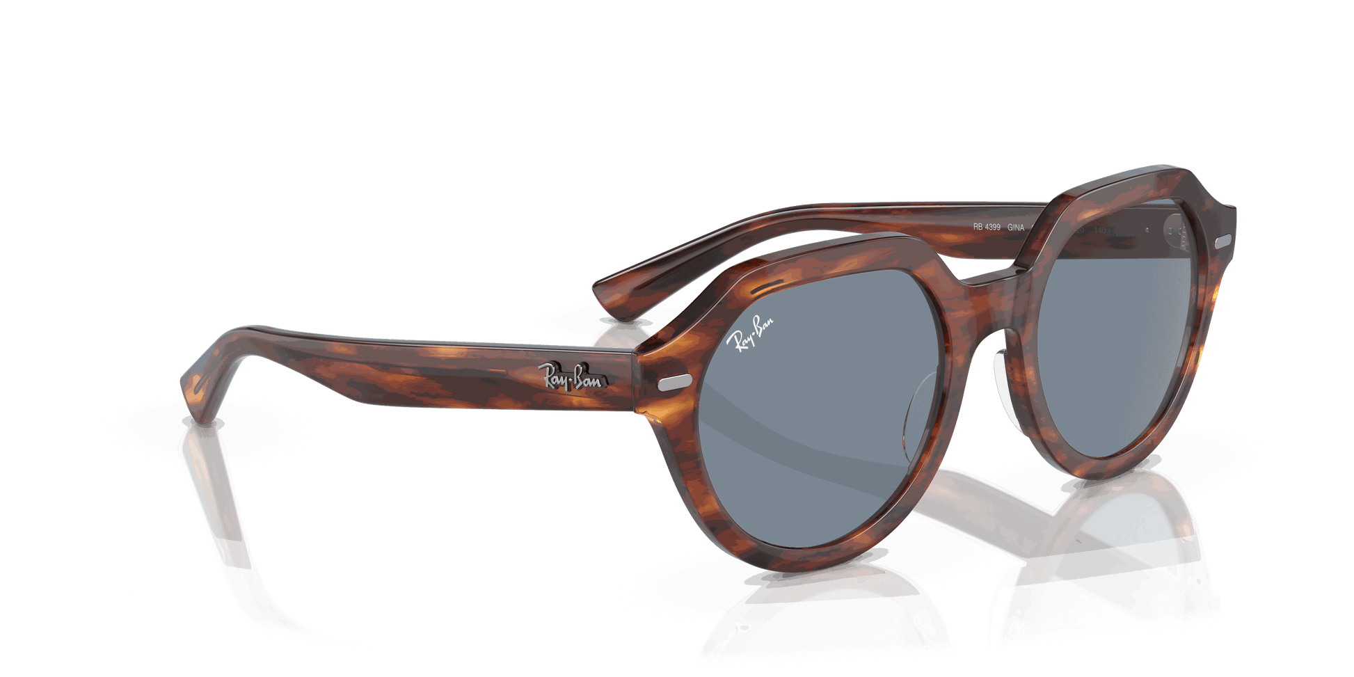 [Blue Lenses, Polished Striped Havana Frame]