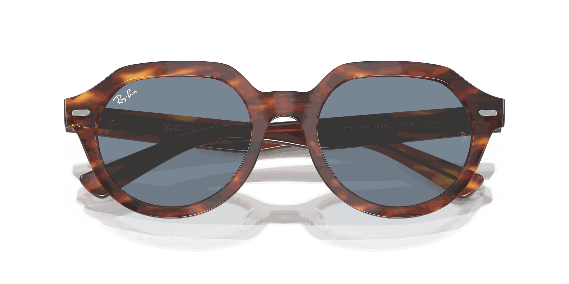 [Blue Lenses, Polished Striped Havana Frame]