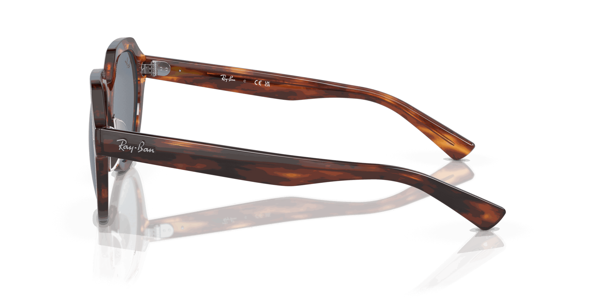 [Blue Lenses, Polished Striped Havana Frame]