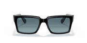 Blue Gradient Lenses, Polished Black On Transparent Frame