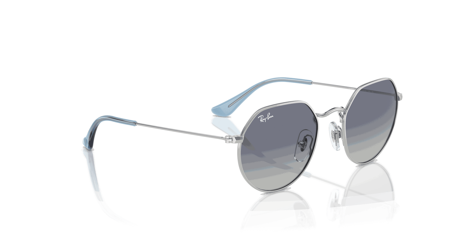 [Grey Blue Lenses, Polished Silver Frame]