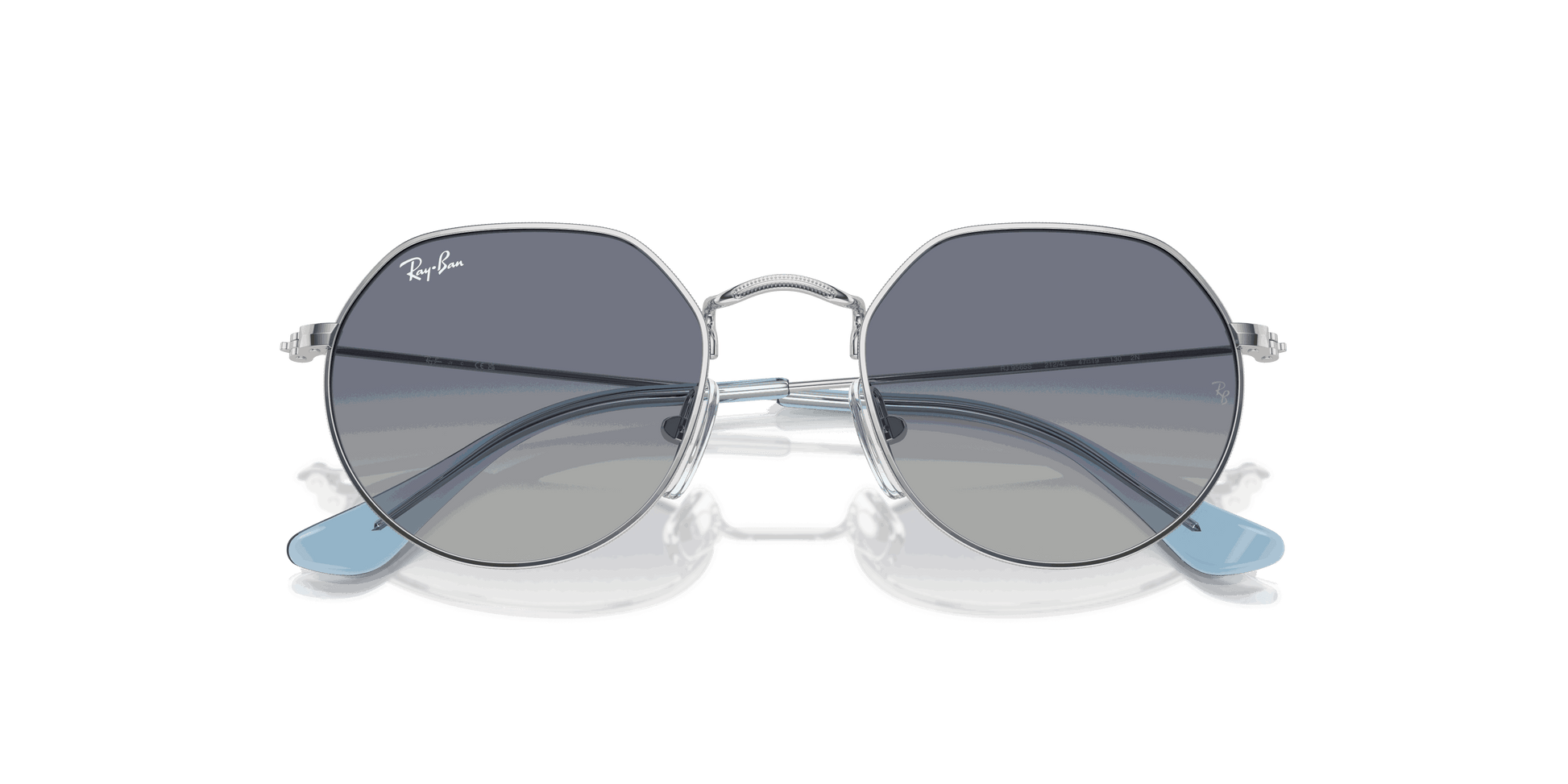 [Grey Blue Lenses, Polished Silver Frame]