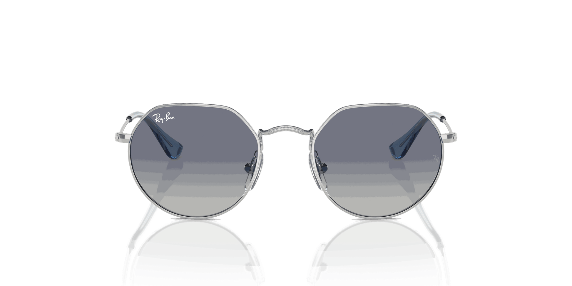 [Grey Blue Lenses, Polished Silver Frame]