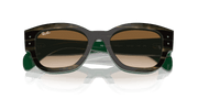 Clear & Brown Lenses, Polished Striped Green On Green Frame