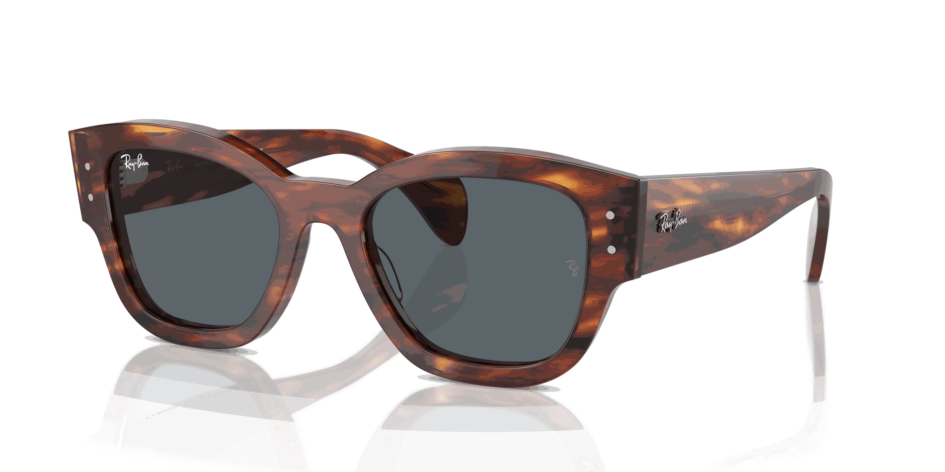 [Blue Lenses, Polished Striped Havana Frame]