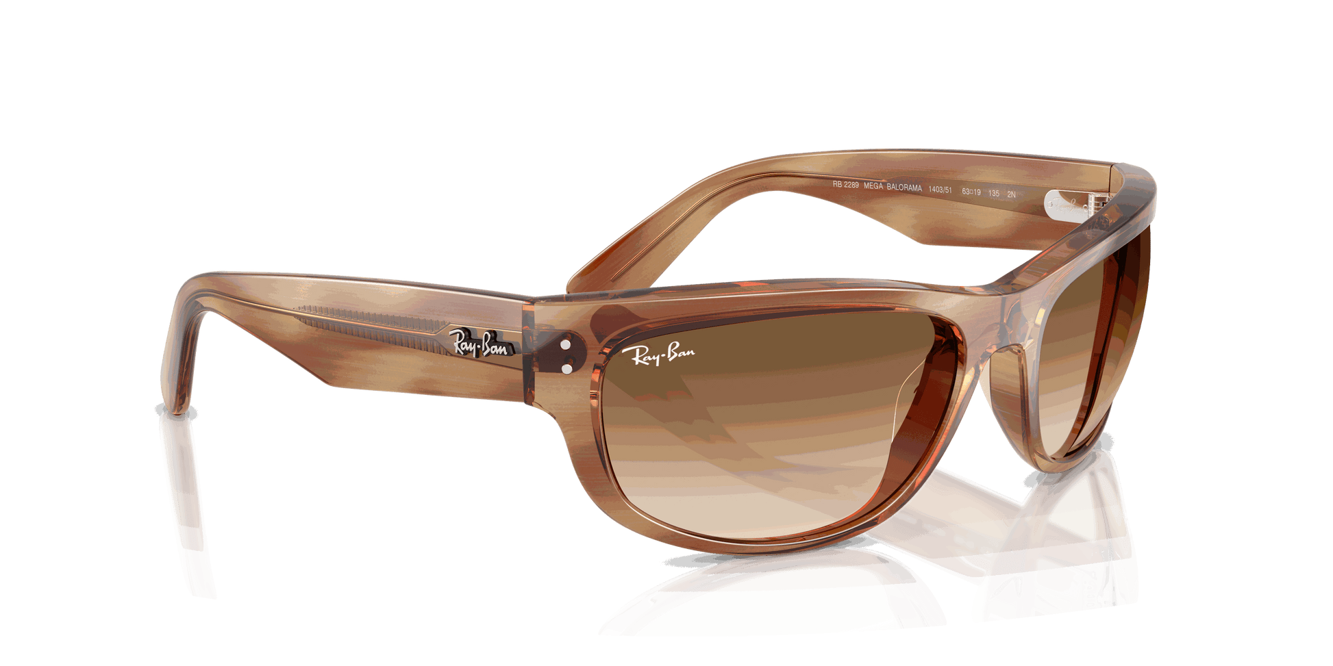 [Clear Gradient Brown Lenses, Polished Striped Brown Frame]