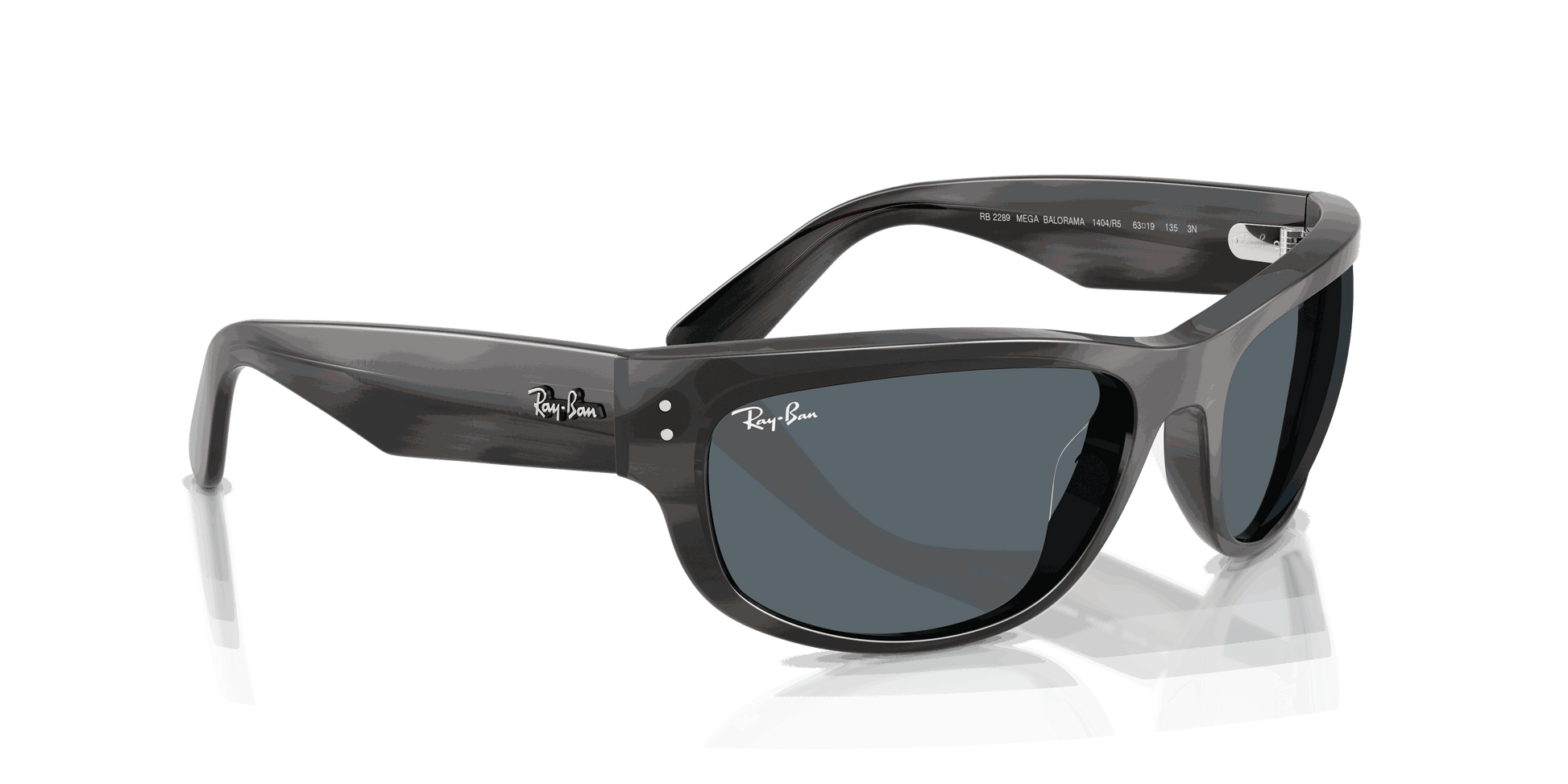 [Blue Lenses, Polished Striped Gray Frame]