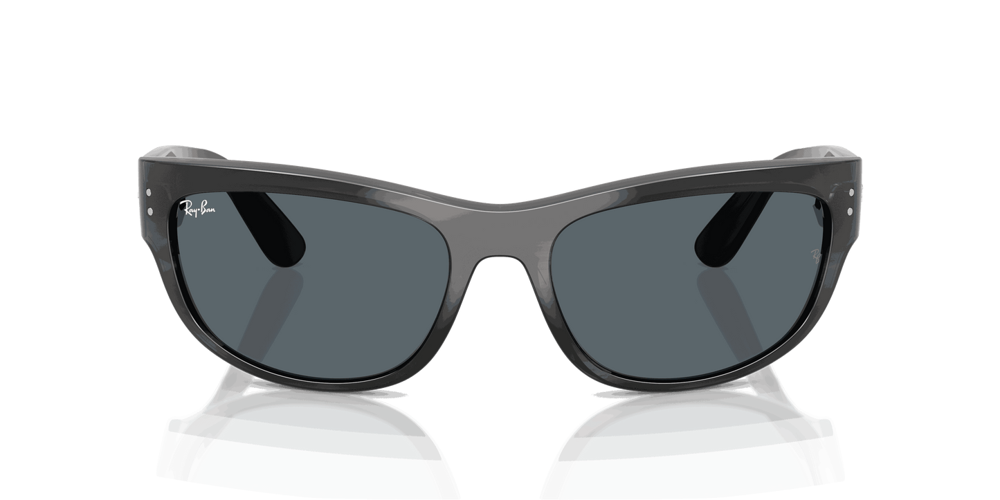 [Blue Lenses, Polished Striped Gray Frame]