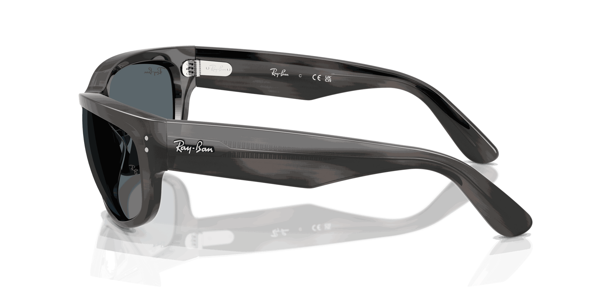 [Blue Lenses, Polished Striped Gray Frame]