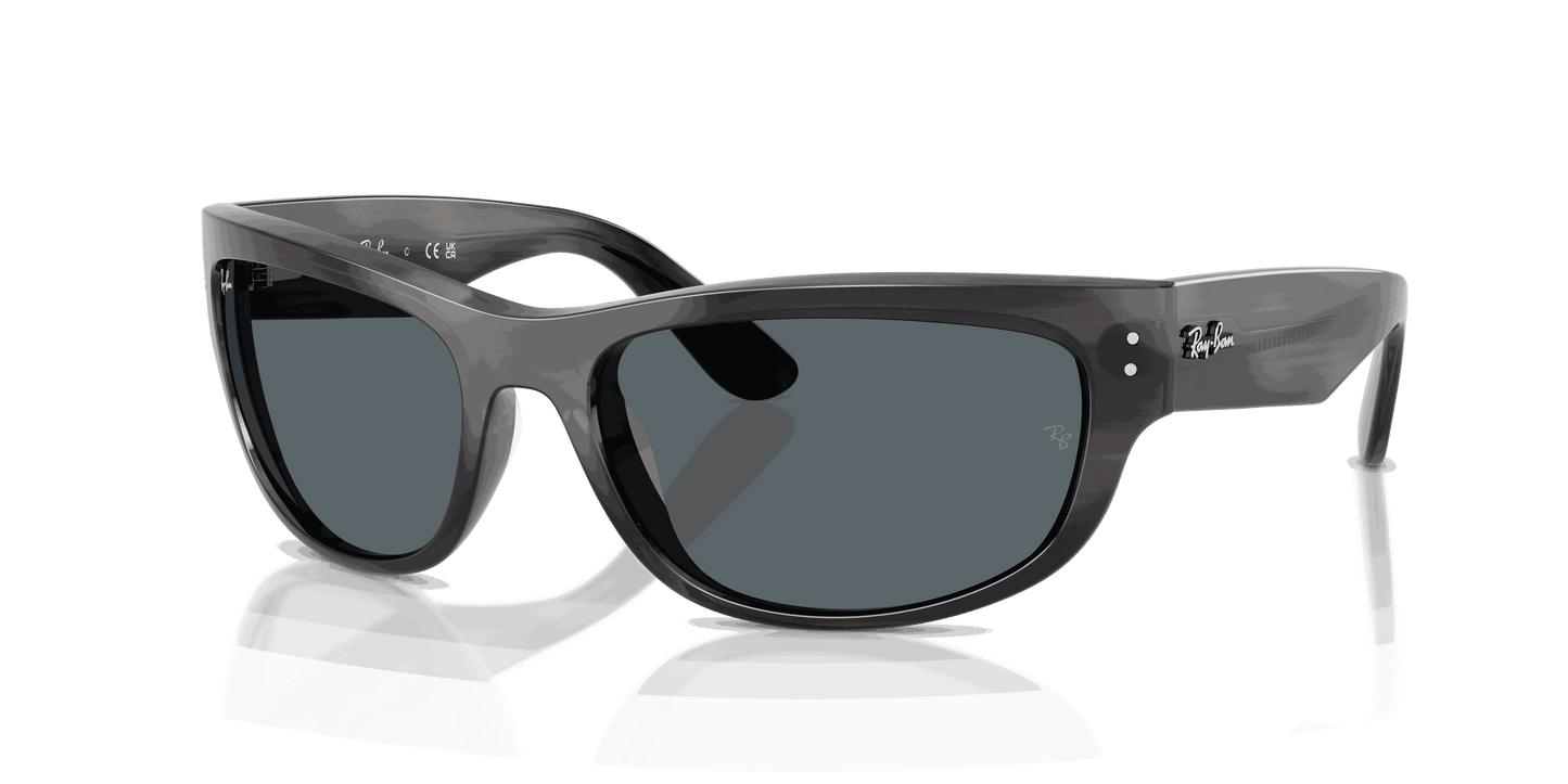 [Blue Lenses, Polished Striped Gray Frame]