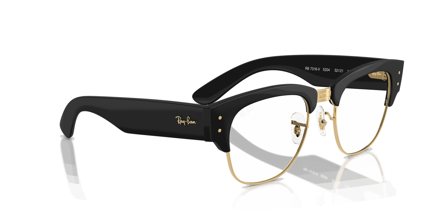 [Clear Lenses, Matte Sand Black On Gold Frame]