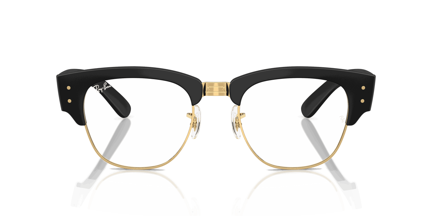 [Clear Lenses, Matte Sand Black On Gold Frame]