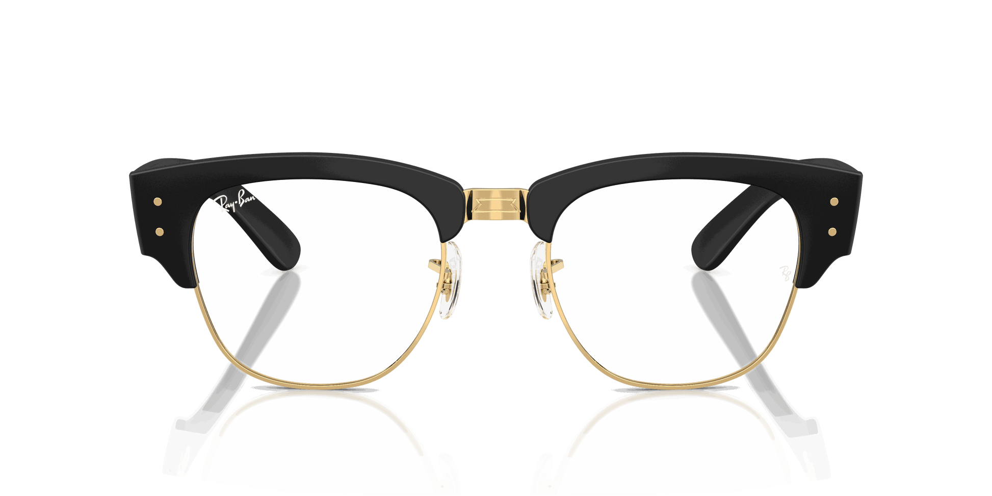 [Clear Lenses, Matte Sand Black On Gold Frame]