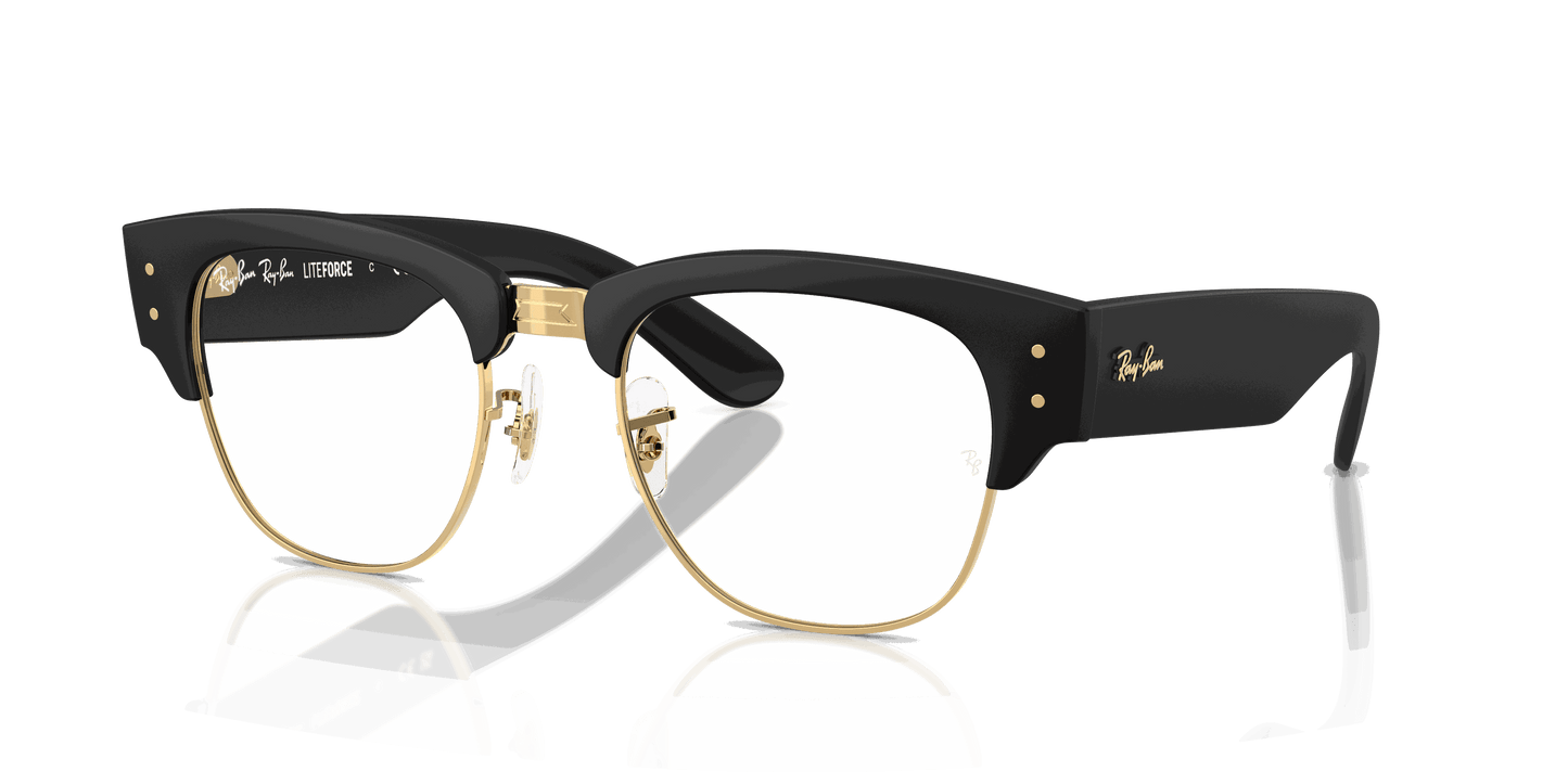 [Clear Lenses, Matte Sand Black On Gold Frame]