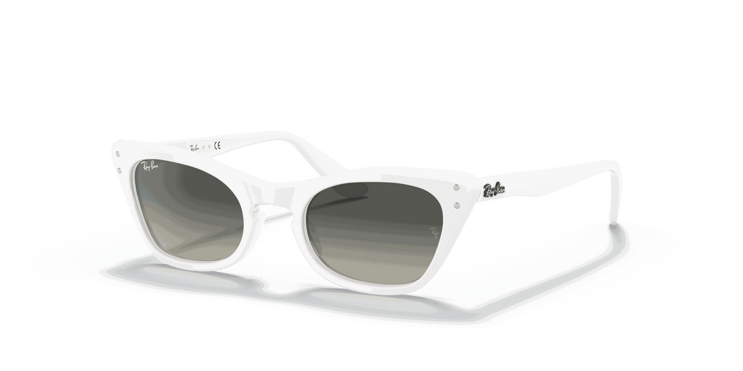 [Grey Gradient Lenses, Polished White Frame]