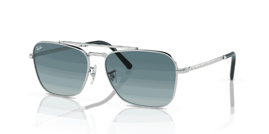 [Blue/Grey Lenses, Polished Silver Frame]